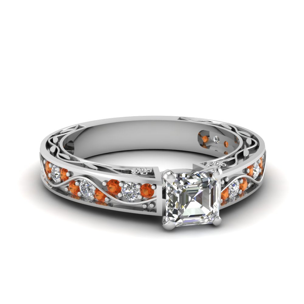 asscher-cut-antique-filigree-diamond-ring-with-orange-sapphire-in-950-platinum-FDENS3543ASRGSAOR-NL-WG