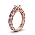 Load image into Gallery viewer, asscher-cut-antique-filigree-diamond-ring-with-violac-topaz-in-14K-rose-gold-FDENS3543ASRGVITOANGLE2-NL-RG_fceb1d20-1c99-47f7-90f2-f7306d255350
