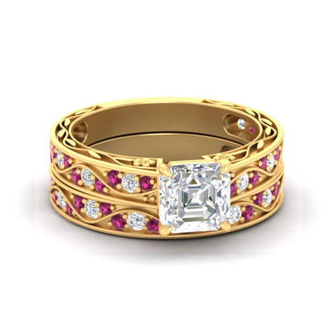 asscher-cut-antique-filigree-pink-sapphire-bridal-ring-set-in-yellow-gold-fdens3543asgsadrpisleep-nl-yg.jpg