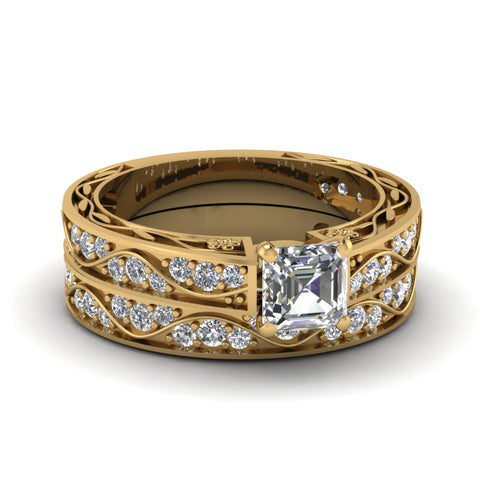 asscher-cut-antique-filigree-wedding-ring-set-in-yellow-gold-FDENS3543AS-NL-YG