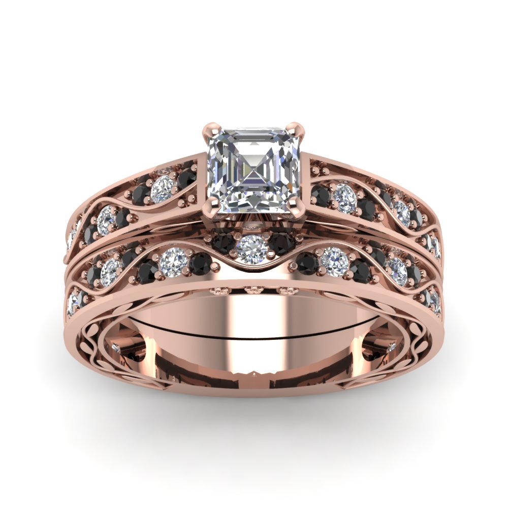 asscher-cut-antique-filigree-wedding-ring-set-with-black-diamond-in-rose-gold-FDENS3543ASGBLACKANGLE5-NL-RG