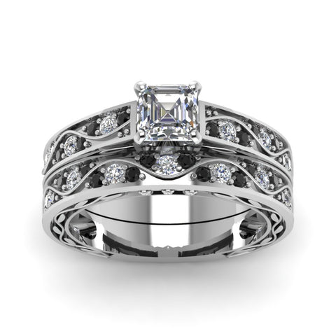 asscher-cut-antique-filigree-wedding-ring-set-with-black-diamond-in-white-gold-FDENS3543ASGBLACKANGLE5-NL-WG