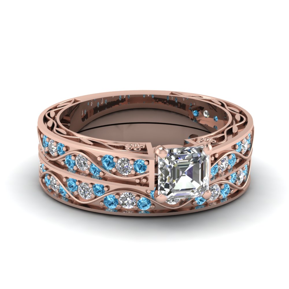 asscher-cut-antique-filigree-wedding-ring-set-with-ice-blue-topaz-in-rose-gold-FDENS3543ASGICBLTO-NL-RG