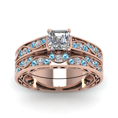 asscher-cut-antique-filigree-wedding-ring-set-with-ice-blue-topaz-in-rose-gold-FDENS3543ASGICBLTOANGLE5-NL-RG