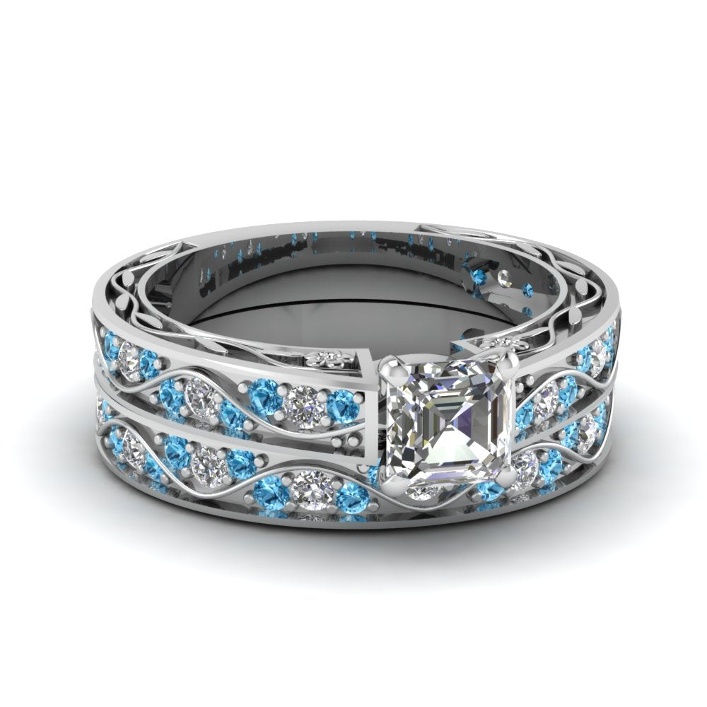 asscher-cut-antique-filigree-wedding-ring-set-with-ice-blue-topaz-in-white-gold-FDENS3543ASGICBLTO-NL-WG
