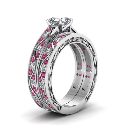 asscher-cut-antique-filigree-wedding-ring-set-with-pink-sapphire-in-white-gold-FDENS3543ASGSADRPIANGLE2-NL-WG