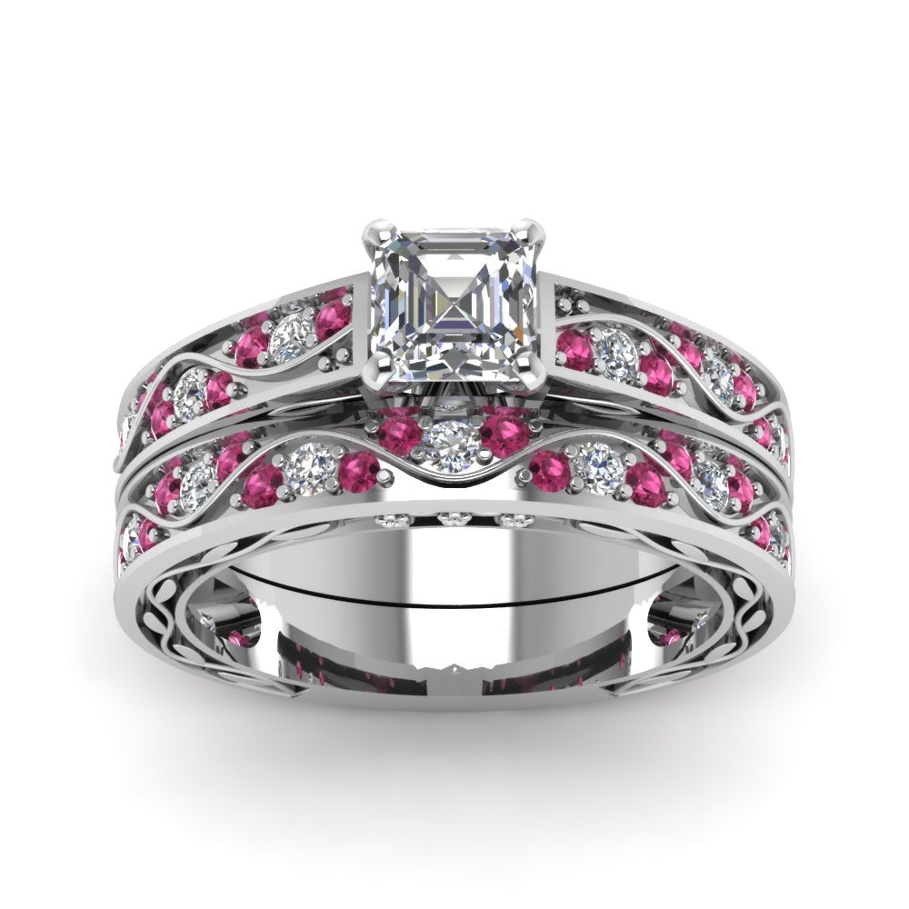asscher-cut-antique-filigree-wedding-ring-set-with-pink-sapphire-in-white-gold-FDENS3543ASGSADRPIANGLE5-NL-WG