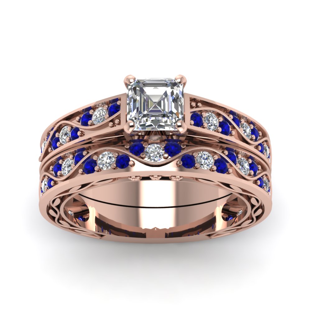 asscher-cut-antique-filigree-wedding-ring-set-with-sapphire-in-rose-gold-FDENS3543ASGSABLANGLE5-NL-RG