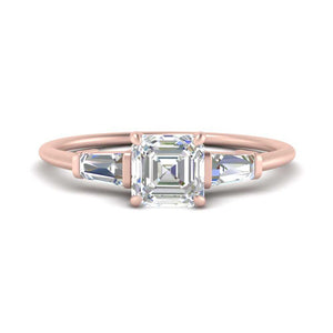 Tapered Baguette Asscher Diamond Engagement Ring