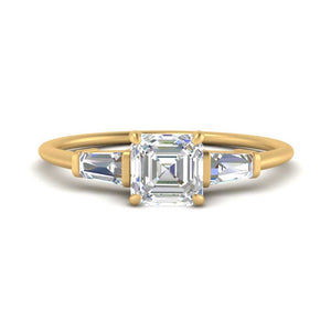 Tapered Baguette Asscher Cut Engagement Ring