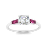 Load image into Gallery viewer, asscher-cut-bar-baguette-3-stone-pink-sapphire-engagement-ring-in-FDENS100ASRGSADRPI-NL-WG
