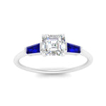 Load image into Gallery viewer, asscher-cut-bar-baguette-3-stone-sapphire-engagement-ring-in-FDENS100ASRGSABL-NL-WG
