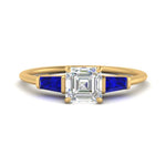 Load image into Gallery viewer, asscher-cut-bar-baguette-3-stone-sapphire-engagement-ring-in-FDENS100ASRGSABL-NL-YG
