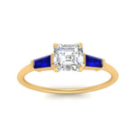 Load image into Gallery viewer, asscher-cut-bar-baguette-3-stone-sapphire-engagement-ring-in-FDENS100ASRGSABL-NL-YG
