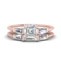 Thumbnail 1 - asscher-cut-bar-set-diamond-ring-with-matching-3-baguette-wedding-band-in-rose-gold-FDENS100AS-NL-RG