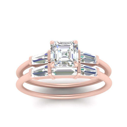 asscher-cut-bar-set-diamond-ring-with-matching-3-baguette-wedding-band-in-rose-gold-FDENS100ASANGLE5-NL-RG