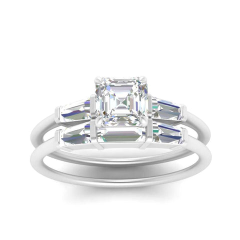 asscher-cut-bar-set-diamond-ring-with-matching-3-baguette-wedding-band-in-white-gold-FDENS100ASANGLE5-NL-WG