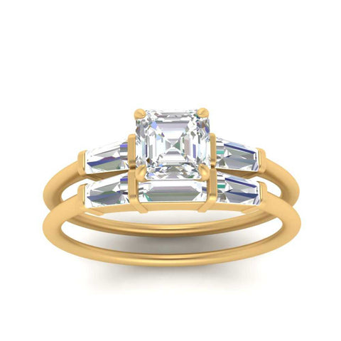 asscher-cut-bar-set-diamond-ring-with-matching-3-baguette-wedding-band-in-yellow-gold-FDENS100ASANGLE5-NL-YG