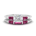 Thumbnail 19 - asscher-cut-bar-set-pink-sapphire-ring-with-matching-3-baguette-wedding-band-in-white-gold-FDENS100ASGSADRPI-NL-WG
