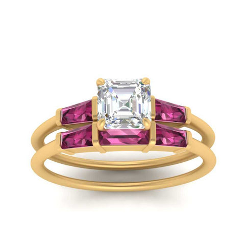 asscher-cut-bar-set-pink-sapphire-ring-with-matching-3-baguette-wedding-band-in-yellow-gold-FDENS100ASGSADRPIANGLE5-NL-YG