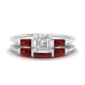 Thumbnail 22 - asscher-cut-bar-set-ruby-ring-with-matching-3-baguette-wedding-band-in-white-gold-FDENS100ASGRUDR-NL-WG