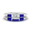 Thumbnail 16 - asscher-cut-bar-set-sapphire-ring-with-matching-3-baguette-wedding-band-in-white-gold-FDENS100ASGSABL-NL-WG