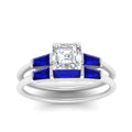 Thumbnail 17 - asscher-cut-bar-set-sapphire-ring-with-matching-3-baguette-wedding-band-in-white-gold-FDENS100ASGSABLANGLE5-NL-WG