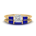Thumbnail 28 - asscher-cut-bar-set-sapphire-ring-with-matching-3-baguette-wedding-band-in-yellow-gold-FDENS100ASGSABL-NL-YG
