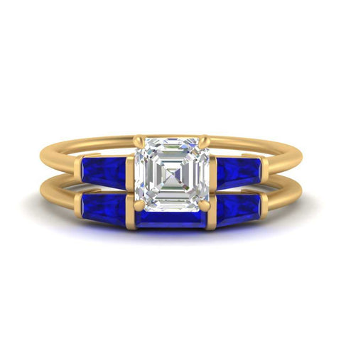 asscher-cut-bar-set-sapphire-ring-with-matching-3-baguette-wedding-band-in-yellow-gold-FDENS100ASGSABL-NL-YG