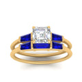Thumbnail 29 - asscher-cut-bar-set-sapphire-ring-with-matching-3-baguette-wedding-band-in-yellow-gold-FDENS100ASGSABLANGLE5-NL-YG