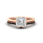 Load image into Gallery viewer, asscher-cut-bezel-solitaire-ring-with-black-diamond-band-in-rose-gold-FD11229ASGBLACK-NL-RG.jpg?v=1758702913
