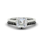 Load image into Gallery viewer, asscher-cut-bezel-solitaire-ring-with-black-diamond-band-in-white-gold-FD11229ASGBLACK-NL-WG.jpg?v=1758702913
