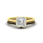 Load image into Gallery viewer, asscher-cut-bezel-solitaire-ring-with-black-diamond-band-in-yellow-gold-FD11229ASGBLACK-NL-YG.jpg?v=1758702914
