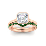 Load image into Gallery viewer, asscher-cut-bezel-solitaire-ring-with-emerald-band-in-rose-gold-FD11229ASGEMGRANGLE5-NL-RG.jpg?v=1758702913

