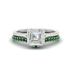 Load image into Gallery viewer, asscher-cut-bezel-solitaire-ring-with-emerald-band-in-white-gold-FD11229ASGEMGR-NL-WG.jpg?v=1758702913
