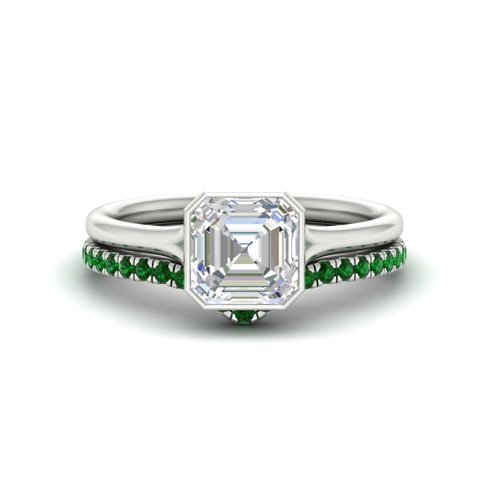 asscher-cut-bezel-solitaire-ring-with-emerald-band-in-white-gold-FD11229ASGEMGR-NL-WG.jpg?v=1758702913