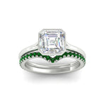 Load image into Gallery viewer, asscher-cut-bezel-solitaire-ring-with-emerald-band-in-white-gold-FD11229ASGEMGRANGLE5-NL-WG.jpg?v=1758702913
