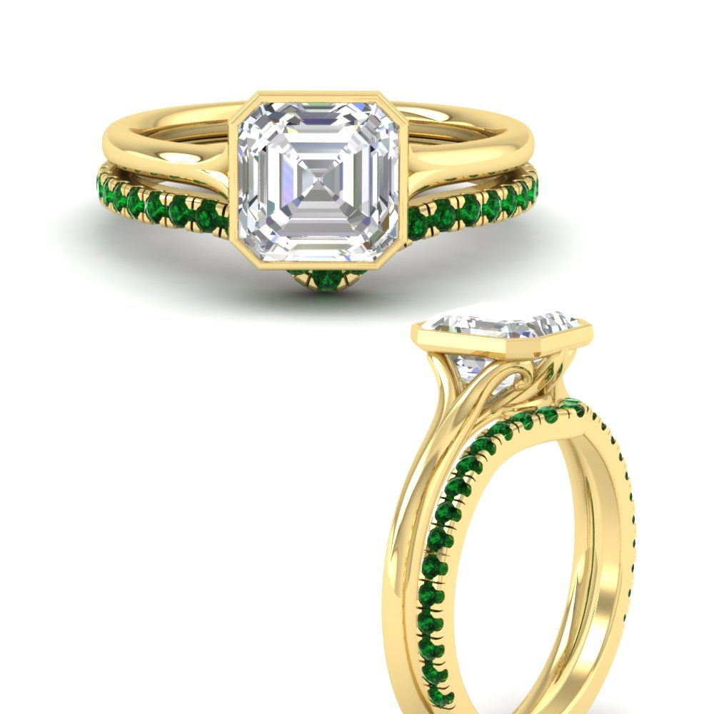 asscher-cut-bezel-solitaire-ring-with-emerald-band-in-yellow-gold-FD11229ASGEMGRANGLE3-NL-YG.jpg?v=1758702913