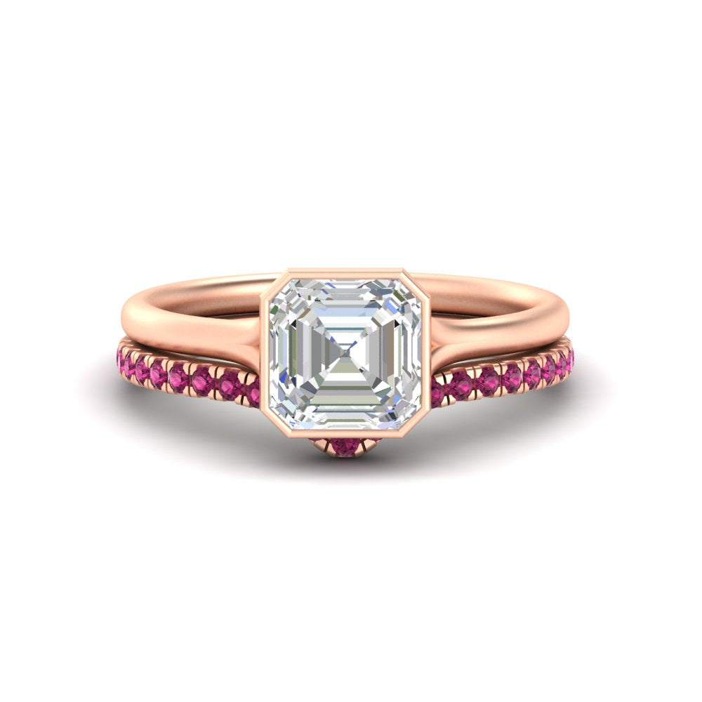 asscher-cut-bezel-solitaire-ring-with-pink-sapphire-band-in-rose-gold-FD11229ASGSADRPI-NL-RG.jpg?v=1758702913