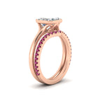 Load image into Gallery viewer, asscher-cut-bezel-solitaire-ring-with-pink-sapphire-band-in-rose-gold-FD11229ASGSADRPIANGLE2-NL-RG.jpg?v=1758702913
