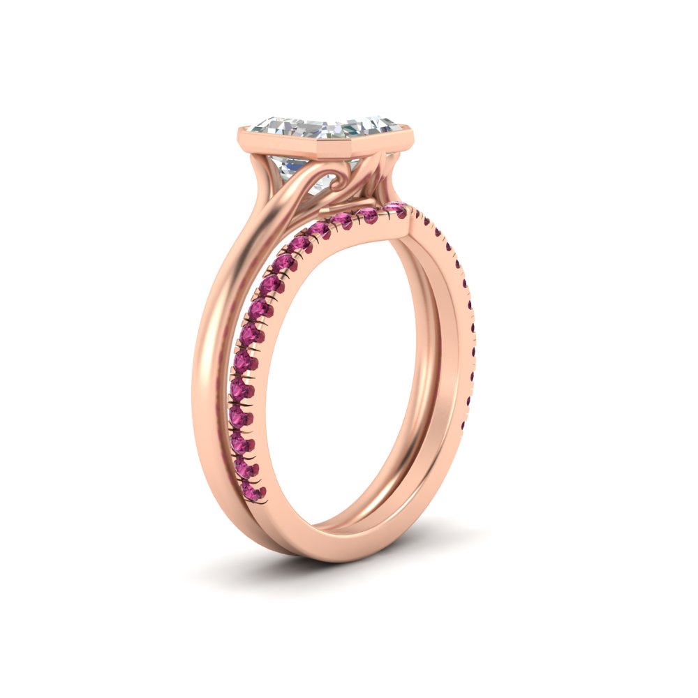 asscher-cut-bezel-solitaire-ring-with-pink-sapphire-band-in-rose-gold-FD11229ASGSADRPIANGLE2-NL-RG.jpg?v=1758702913