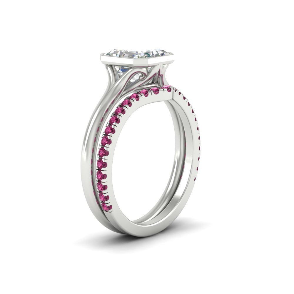 asscher-cut-bezel-solitaire-ring-with-pink-sapphire-band-in-white-gold-FD11229ASGSADRPIANGLE2-NL-WG.jpg?v=1758702913