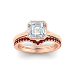 Load image into Gallery viewer, asscher-cut-bezel-solitaire-ring-with-ruby-band-in-rose-gold-FD11229ASGRUDRANGLE5-NL-RG.jpg?v=1758702913
