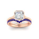 Load image into Gallery viewer, asscher-cut-bezel-solitaire-ring-with-sapphire-band-in-rose-gold-FD11229ASGSABLANGLE5-NL-RG.jpg?v=1758702913
