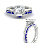Load image into Gallery viewer, asscher-cut-bezel-solitaire-ring-with-sapphire-band-in-white-gold-FD11229ASGSABLANGLE3-NL-WG.jpg?v=1758702913
