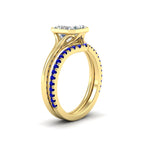 Load image into Gallery viewer, asscher-cut-bezel-solitaire-ring-with-sapphire-band-in-yellow-gold-FD11229ASGSABLANGLE2-NL-YG.jpg?v=1758702913
