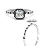 Load image into Gallery viewer, asscher-cut-black-diamond-halo-petite-engagement-ring-in-white-gold-FD8523ASRGBLACKANGLE3-NL-WG
