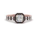 Load image into Gallery viewer, asscher-cut-black-diamond-halo-wedding-ring-set-in-rose-gold-FD8523ASGBLACK-NL-RG