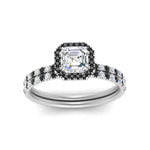 Load image into Gallery viewer, asscher-cut-black-diamond-halo-wedding-ring-set-in-white-gold-FD8523ASGBLACK-NL-WG