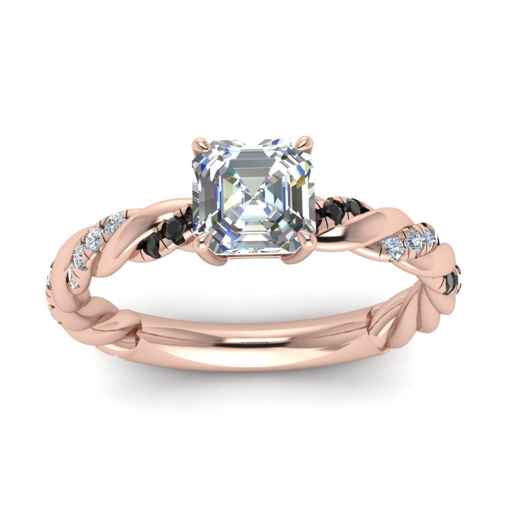 Twisted Vine Asscher Diamond Ring